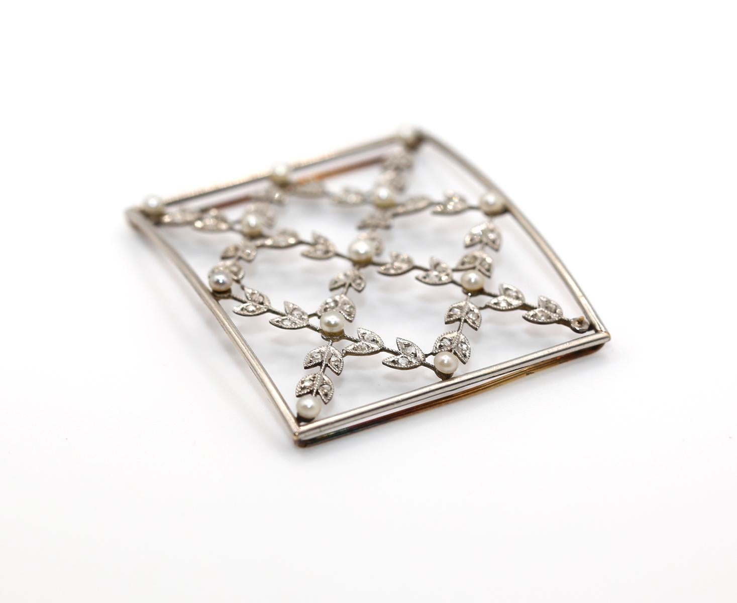 Ciondolo a girocollo Art Nouveau Perle naturali Diamanti Mine, 1925 in vendita 2
