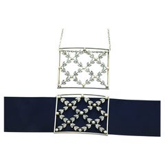 Pendentif ras du cou Art nouveau, perles naturelles et diamants taille ancienne, 1925
