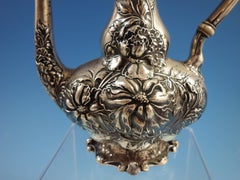 Art Nouveau Chrysanthemum by Unger Sterling Silver Demitasse Tea Set Hollowware