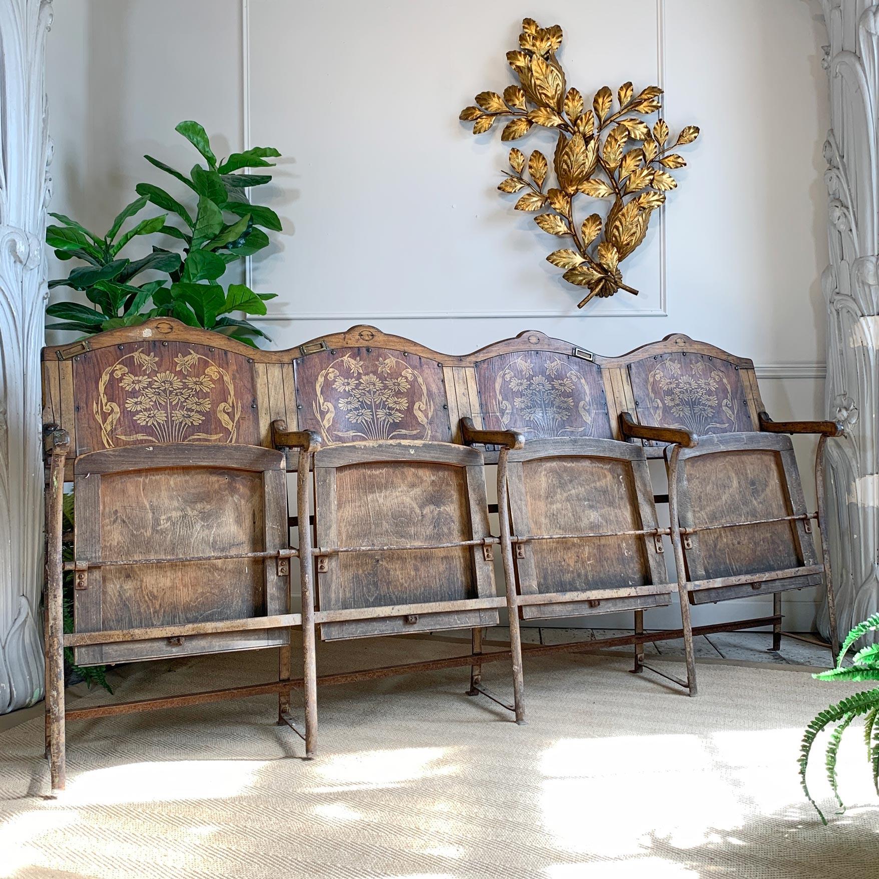 Legno Poltrone da cinema in stile liberty, 1910 circa
