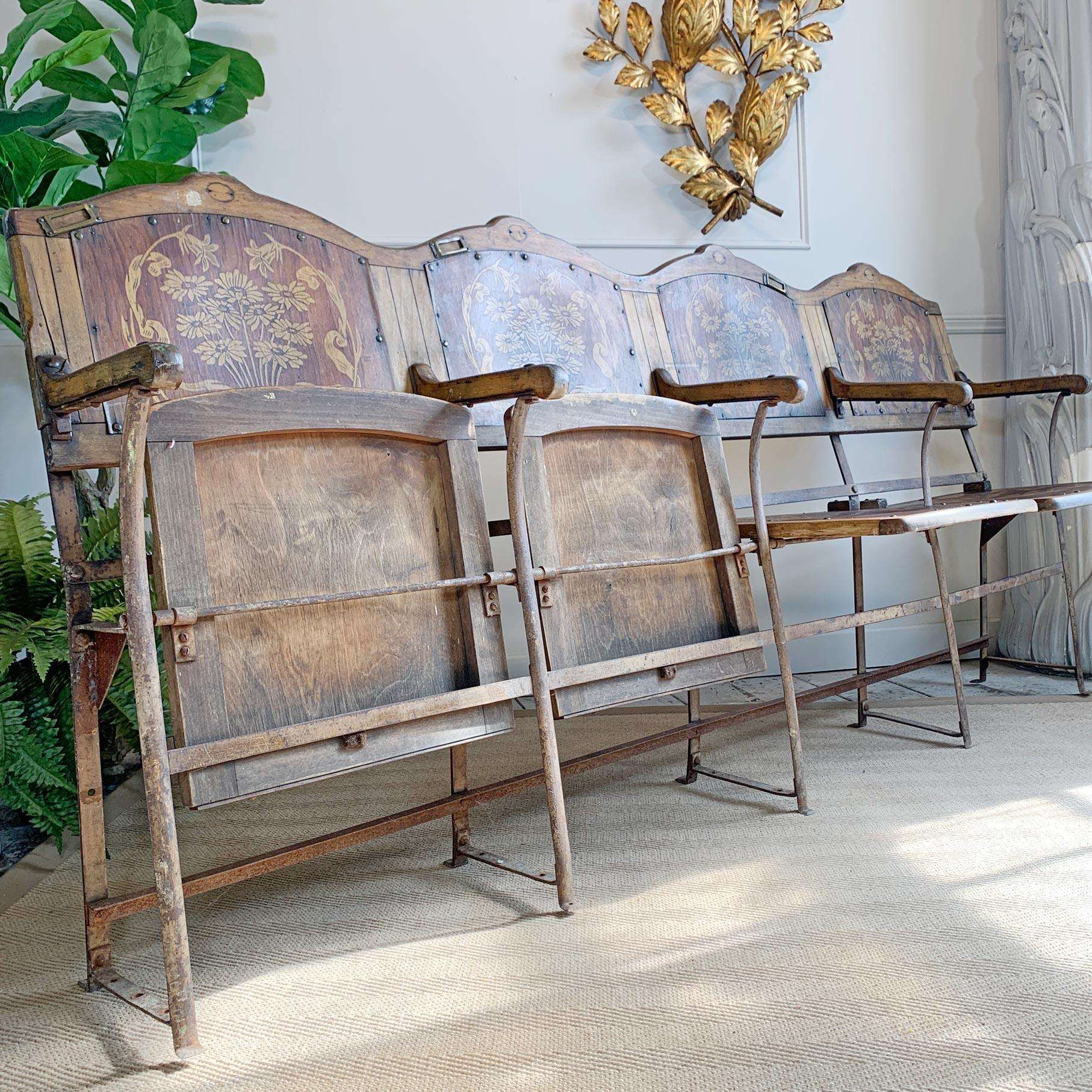 Art Nouveau Cinema Theatre Seats, circa 1910 In Good Condition In Hastings, GB