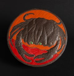 Art Nouveau Circular Repoussé Box with Crab by Alfred Daguet