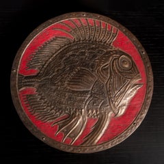 Art Nouveau Circular Repoussé Box with Scorpion Fish by Alfred Daguet