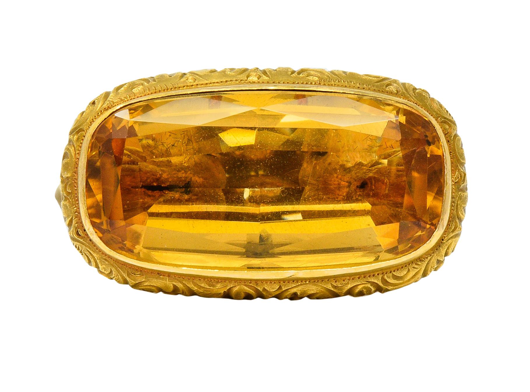 Art Nouveau Citrin 14 Karat Gelbgold Seeschlange Drache Anhänger 4