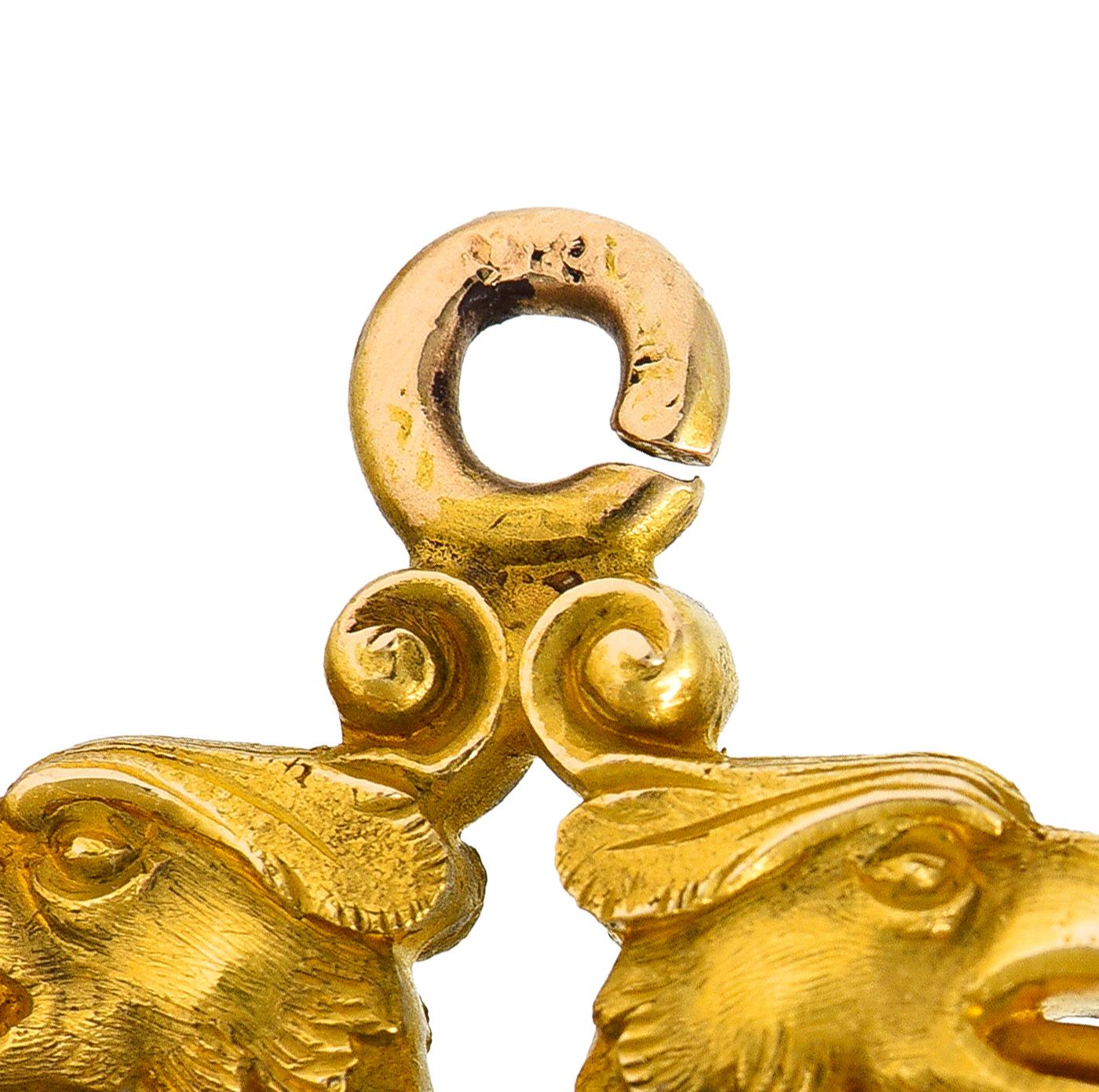 Jugendstil Citrin 18 Karat Gelbgold Schlangendrachen-Anhänger Charme 2