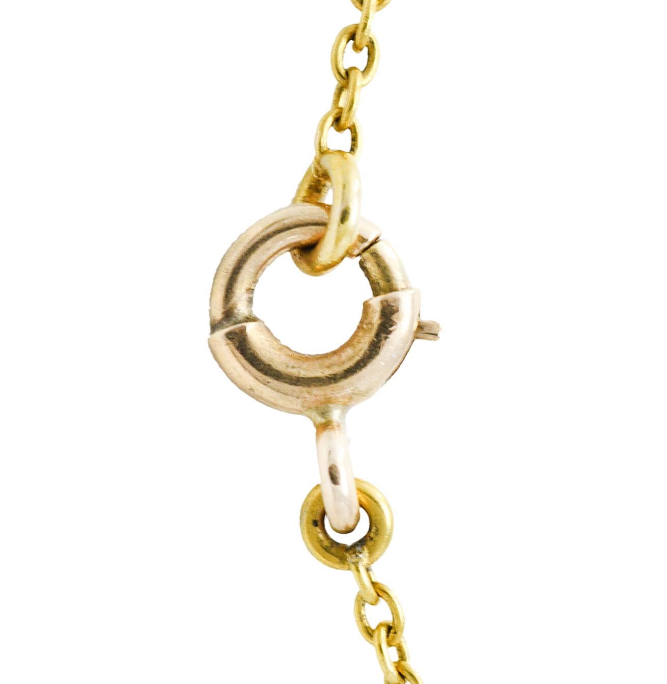 Art Nouveau Citrine Baroque Pearl 14 Karat Gold Swag Necklace 1