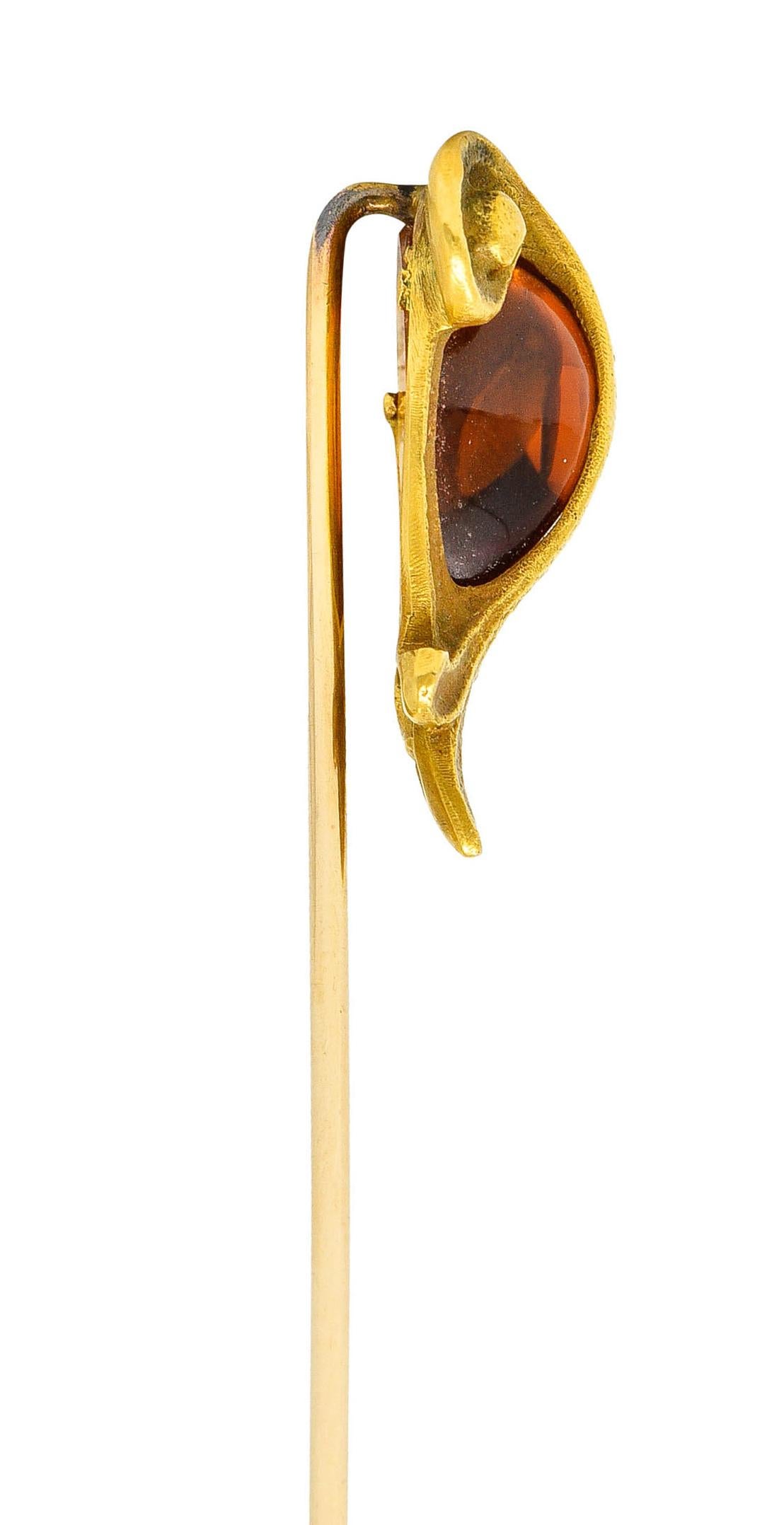 Art Nouveau Citrine Cabochon 18 Karat Gold Hellenistic Stickpin 1
