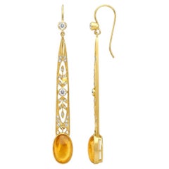 Art Nouveau Citrine Drop Earrings 14k gold