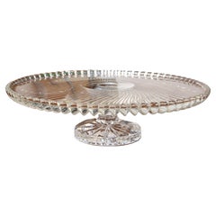 Vintage Art Nouveau Clear Art Glass & Crystal Pedestal Cake Patisserie Stand Server Bowl