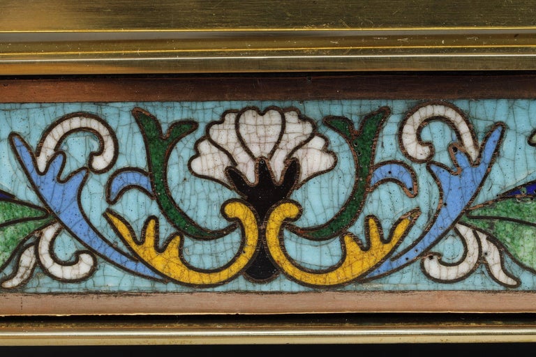 Broche Art Nouveau En Bronze Cloisonné Avec émaux Mauves - Décors Liere | Bijou Vintage Français Occasion