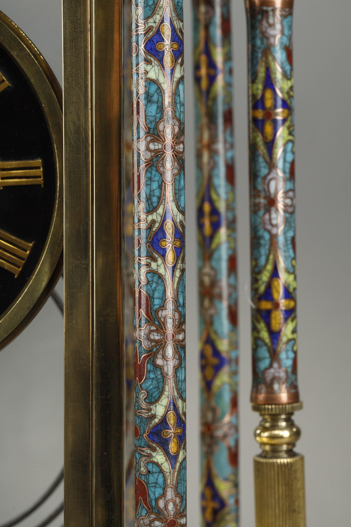 Art Nouveau Clock with Cloisonné Enamel Decoration in the Oriental Style 8