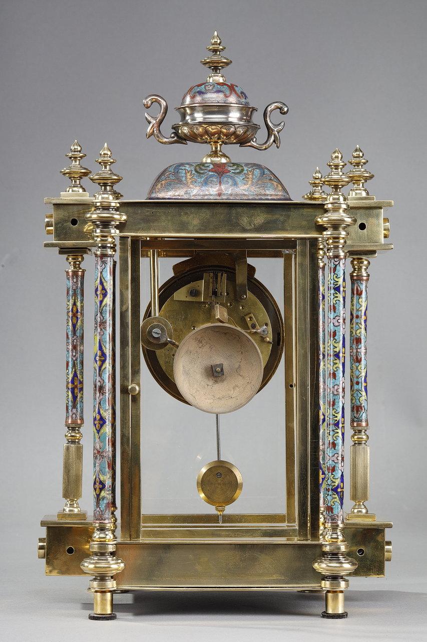 Art Nouveau Clock with Cloisonné Enamel Decoration in the Oriental Style 11