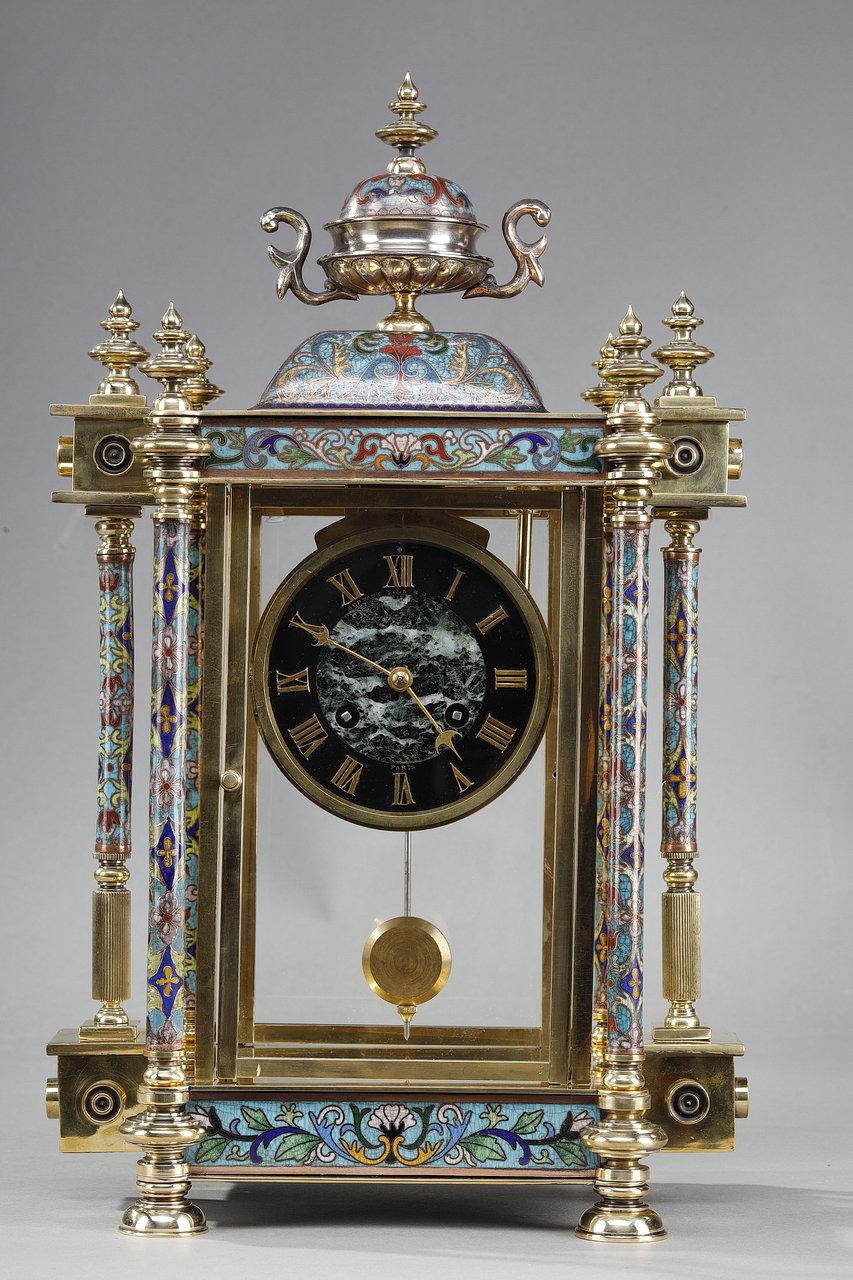 Art Nouveau Clock with Cloisonné Enamel Decoration in the Oriental Style 12