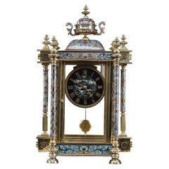 Antique Art Nouveau Clock with Cloisonné Enamel Decoration in the Oriental Style