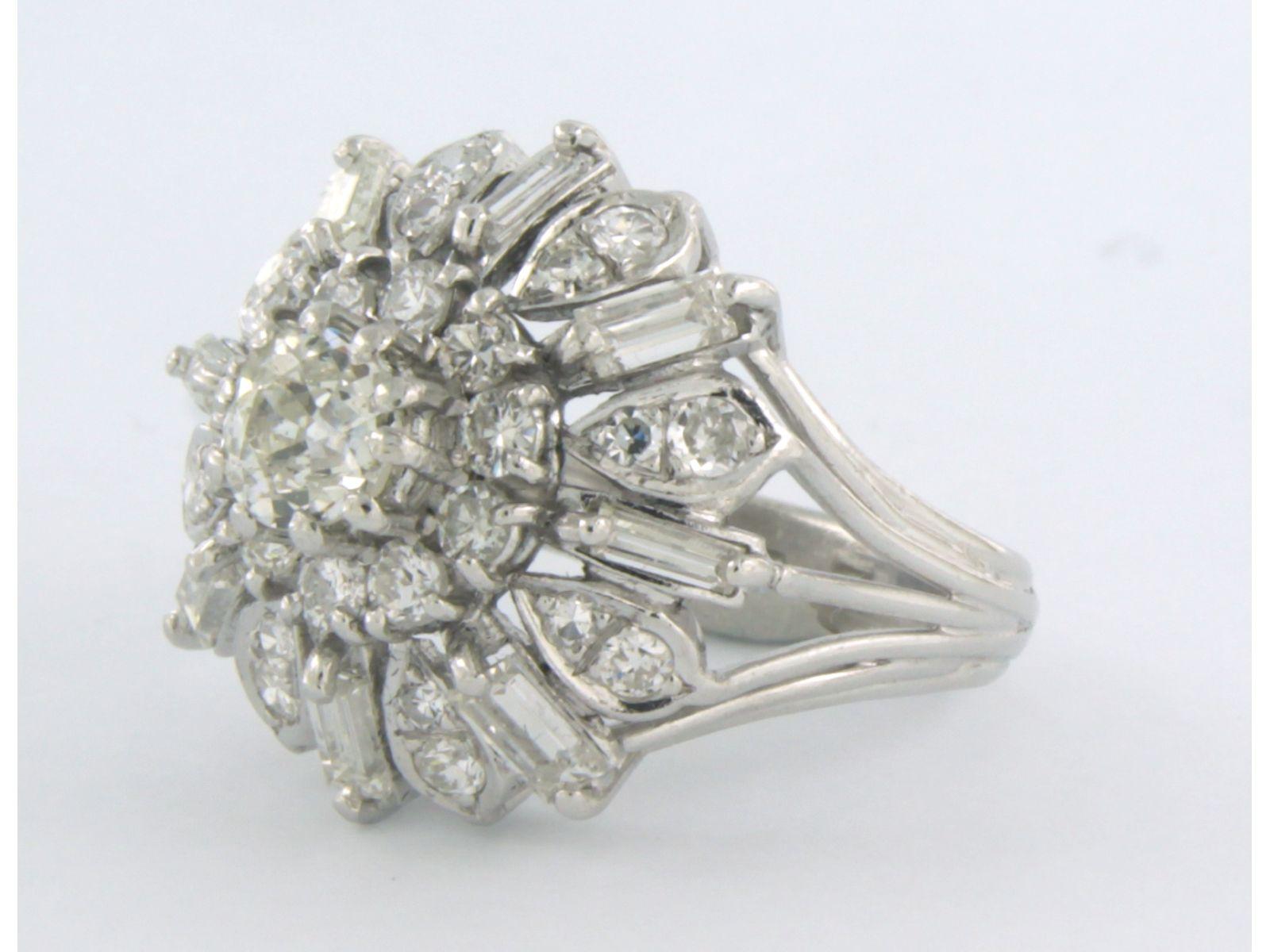 Old Mine Cut ART Nouveau - Cluster ring set with diamonds platinum  For Sale