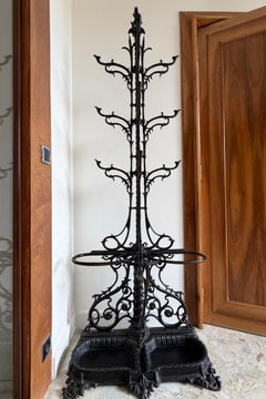 Art Nouveau coat rack in blackened cast iron