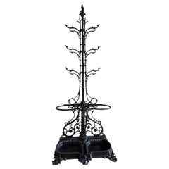 Art Nouveau coat rack in blackened cast iron