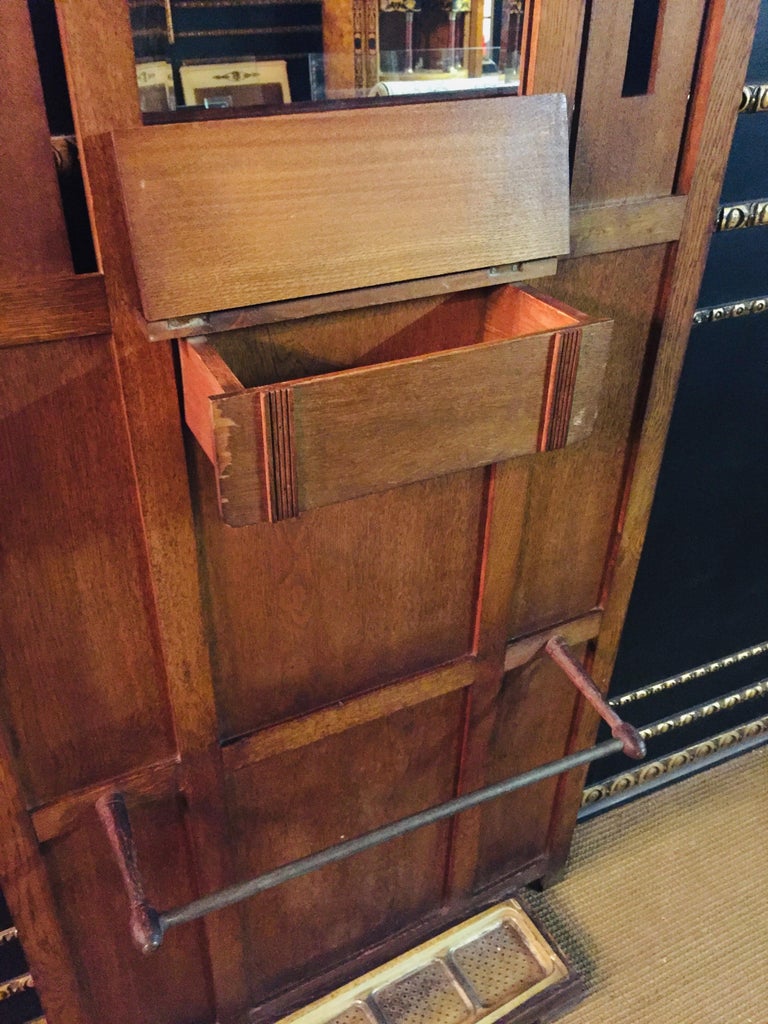 Art Nouveau Coat Rack Oak Veneer Mirror Hat Rack Umbrella Stand For ...