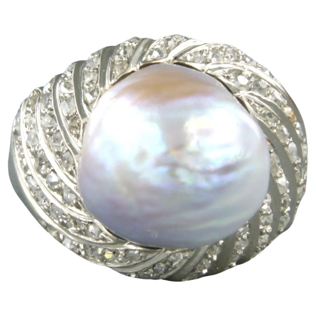 Cocktail ART NOUVEAU con perla de Southsea y diamantes talla antigua 18k de oro