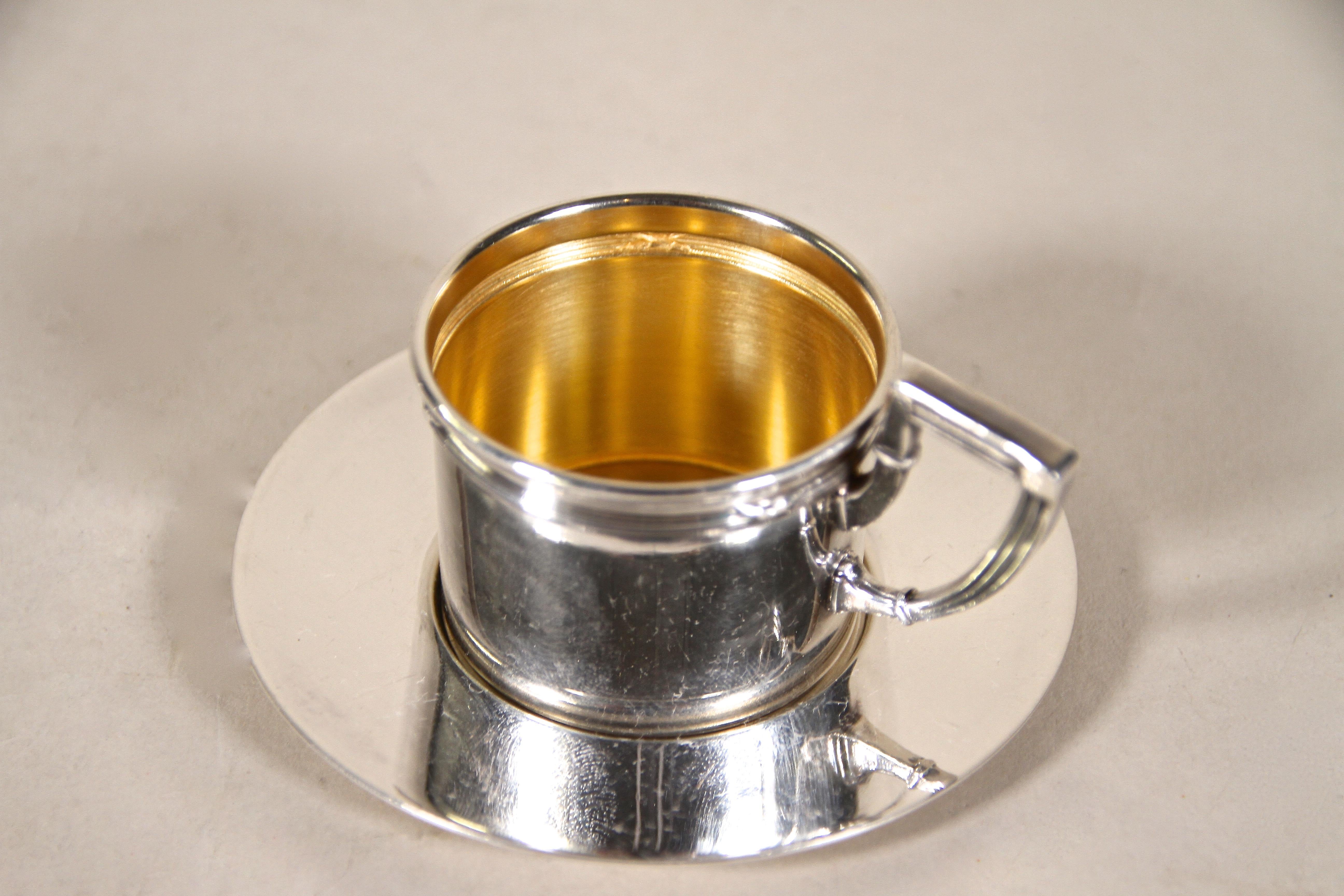 Art Nouveau Coffee Service/ Gilt Espresso Cups by Argentor, Austria circa 1910 2