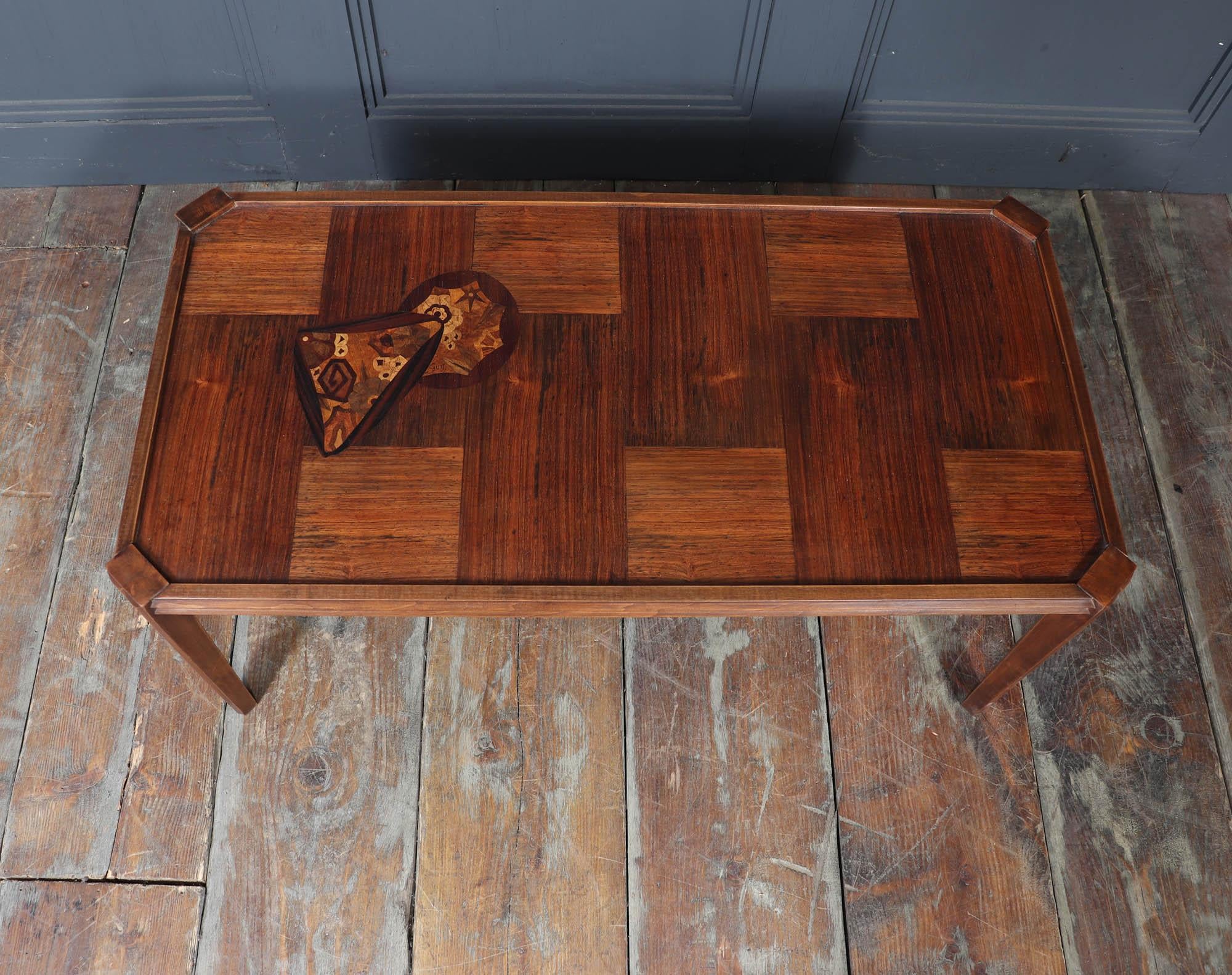 Rosewood Art Nouveau Coffee Table Signed 