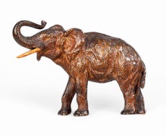 Art Nouveau Cold-Painted Bronze Elephant Figurine by Franz Bergmann, Austria