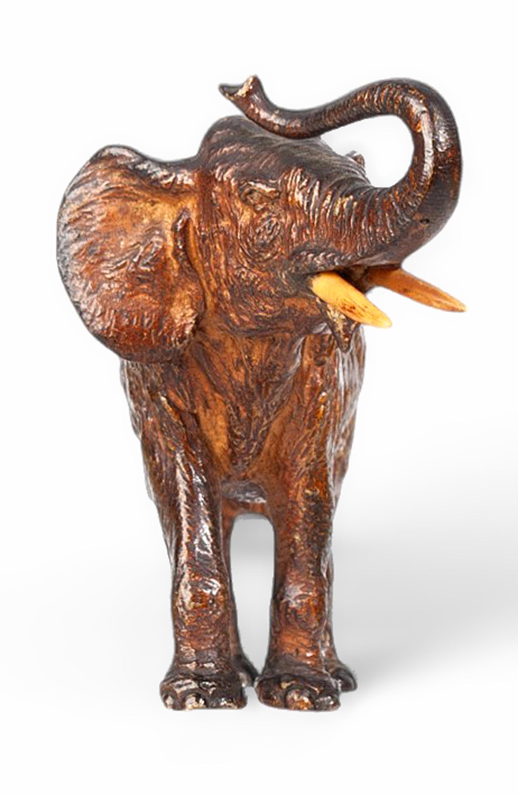 Jugendstil-Elefantenfigur aus kalt bemalter Bronze von Franz Bergmann, Österreich im Zustand „Gut“ im Angebot in North Miami, FL