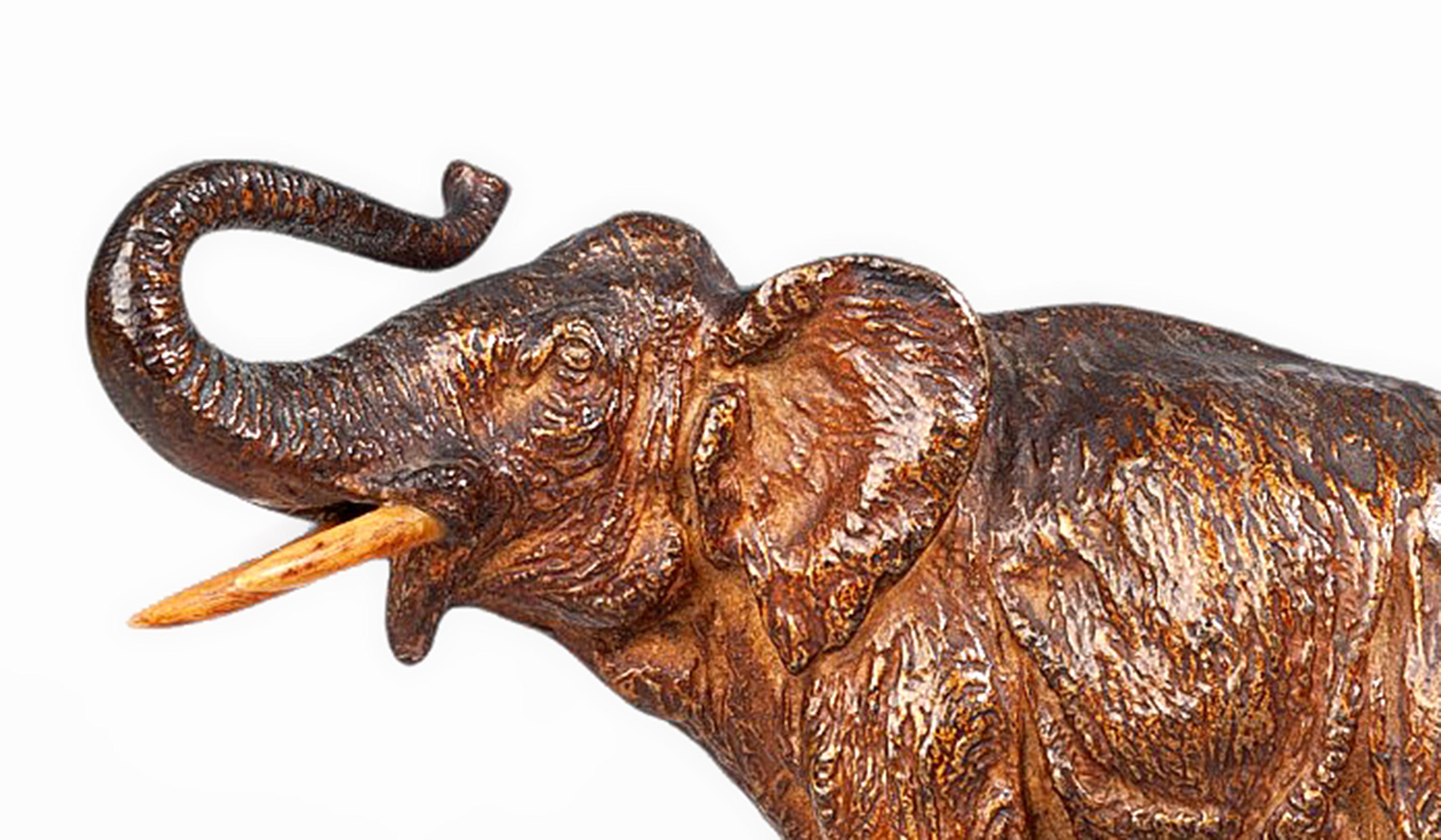Jugendstil-Elefantenfigur aus kalt bemalter Bronze von Franz Bergmann, Österreich (Metall) im Angebot