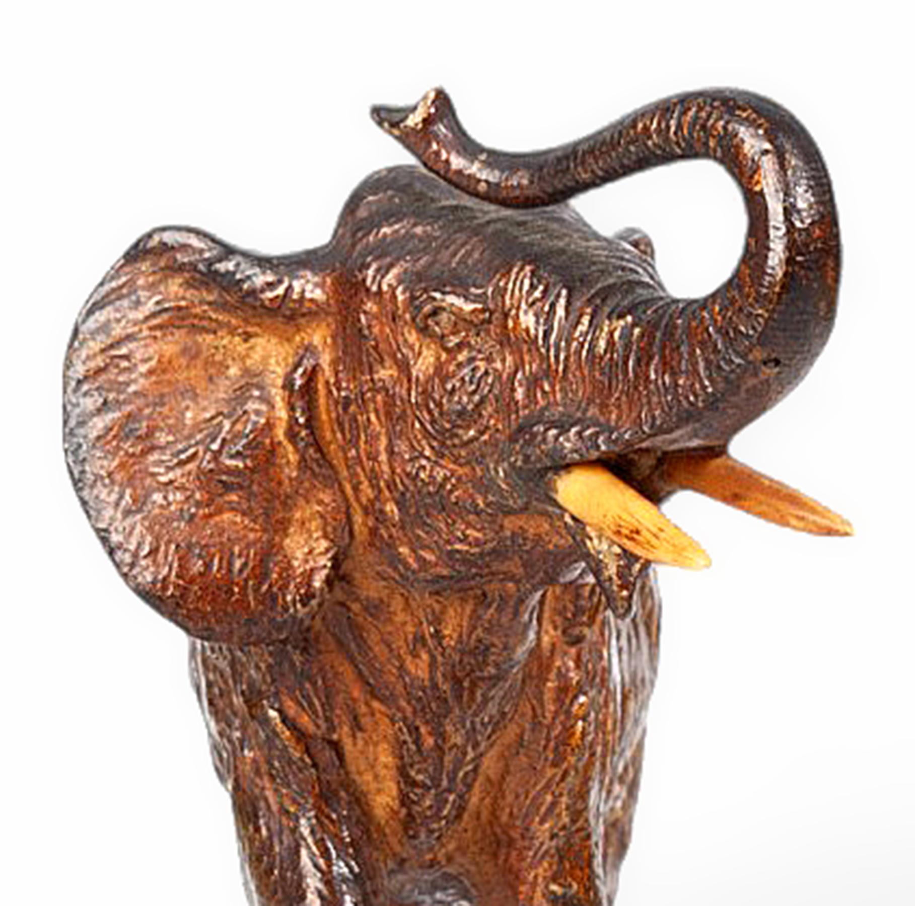Jugendstil-Elefantenfigur aus kalt bemalter Bronze von Franz Bergmann, Österreich im Angebot 1