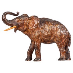 Figurilla de elefante de bronce pintado en frío Art Nouveau de Franz Bergmann, Austria