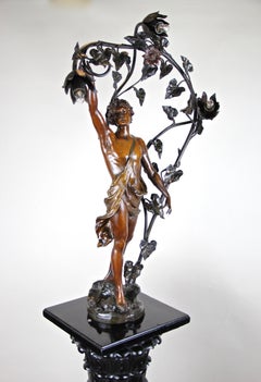 Art Nouveau Column Lamp, Austria, circa 1900
