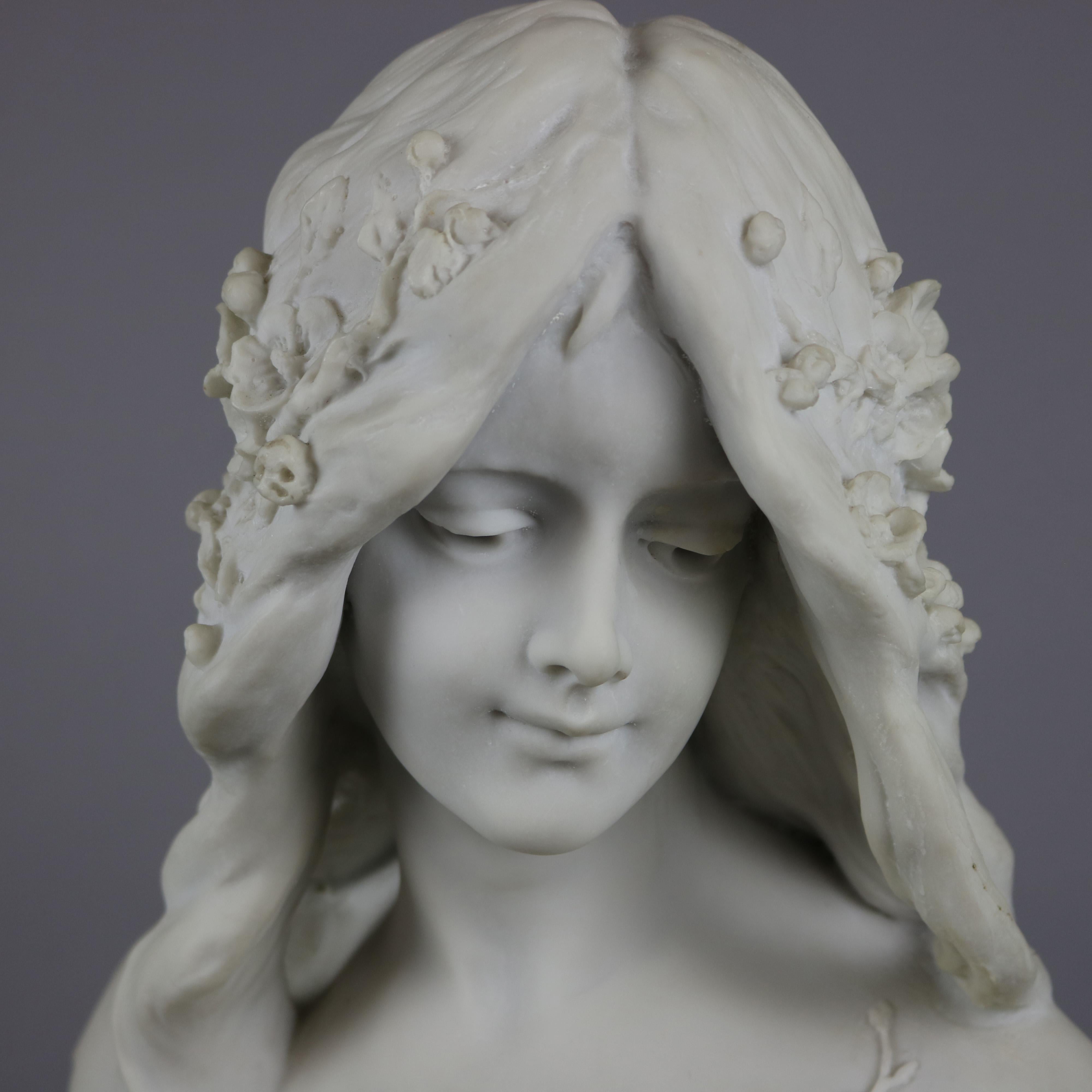 Art Nouveau Composition Portrait Bust of Printemps 20th C In Good Condition In Big Flats, NY