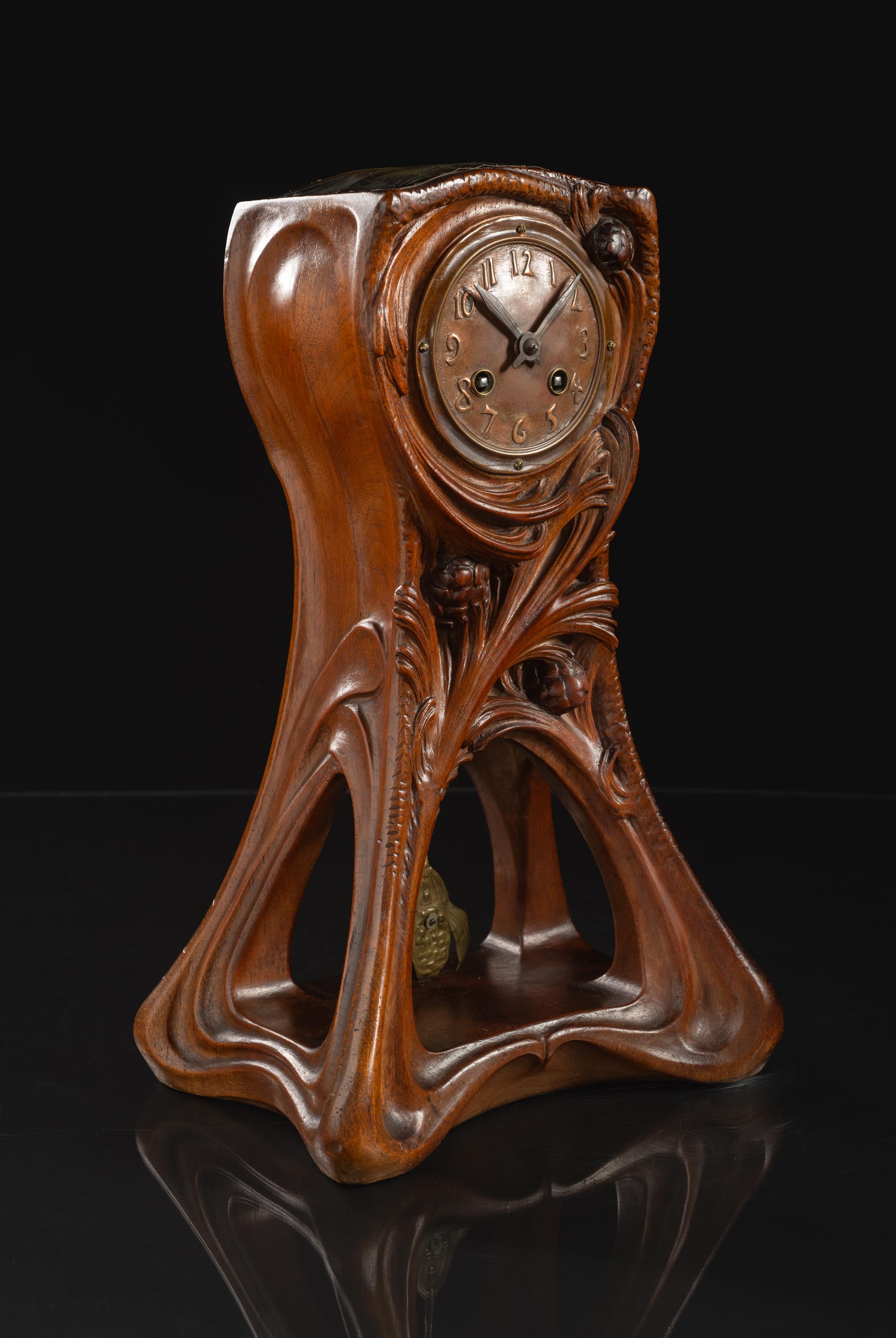 Art Nouveau Conifer Clock by Joself Kratina For Sale 3
