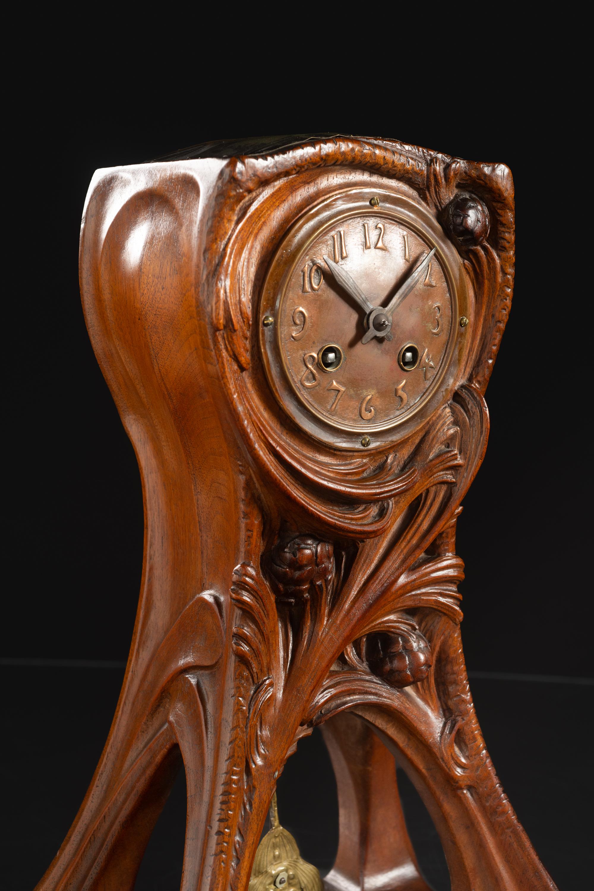 Art Nouveau Conifer Clock by Joself Kratina For Sale 4