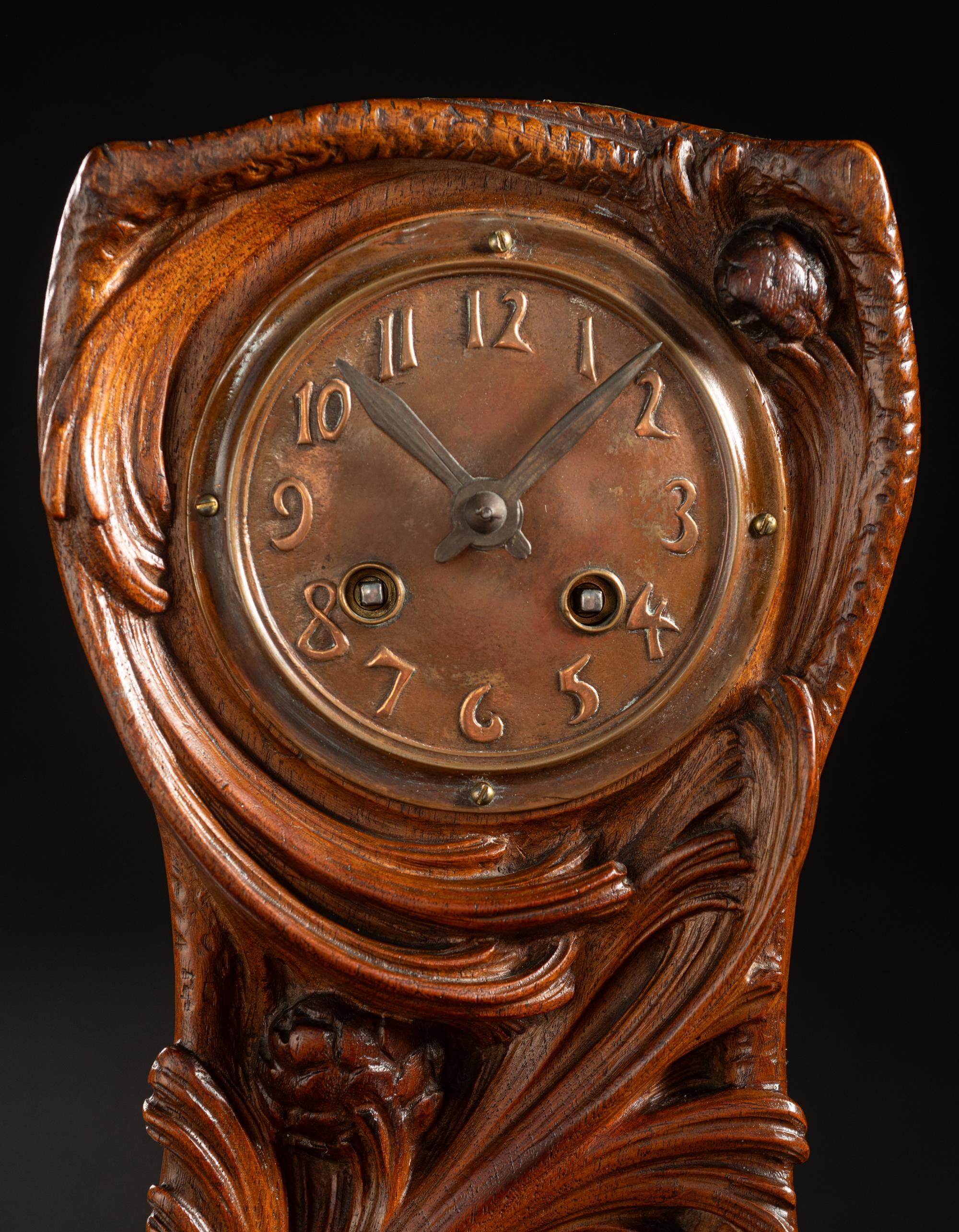 Art Nouveau Conifer Clock by Joself Kratina For Sale 6