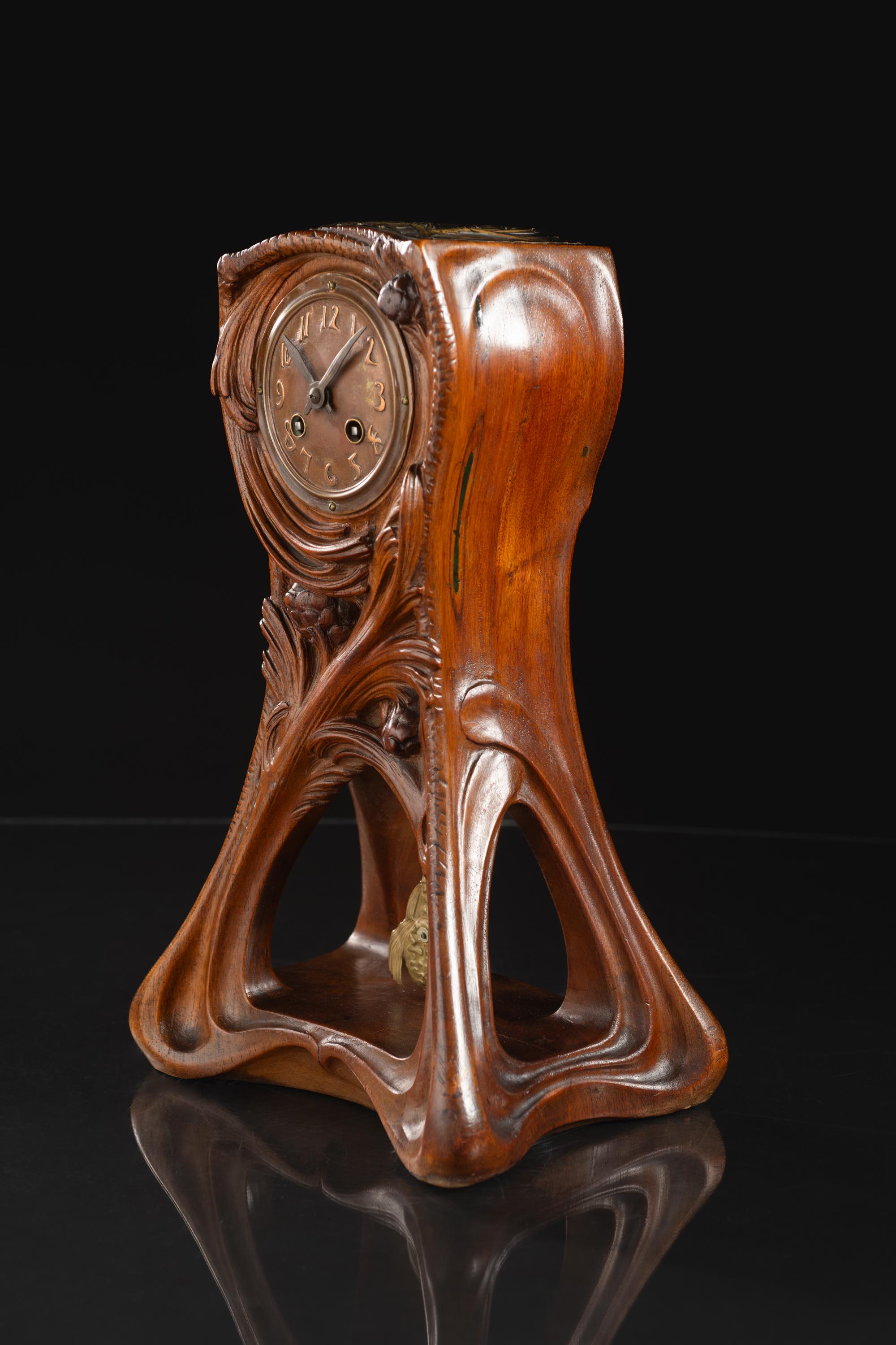 Czech Art Nouveau Conifer Clock by Joself Kratina For Sale