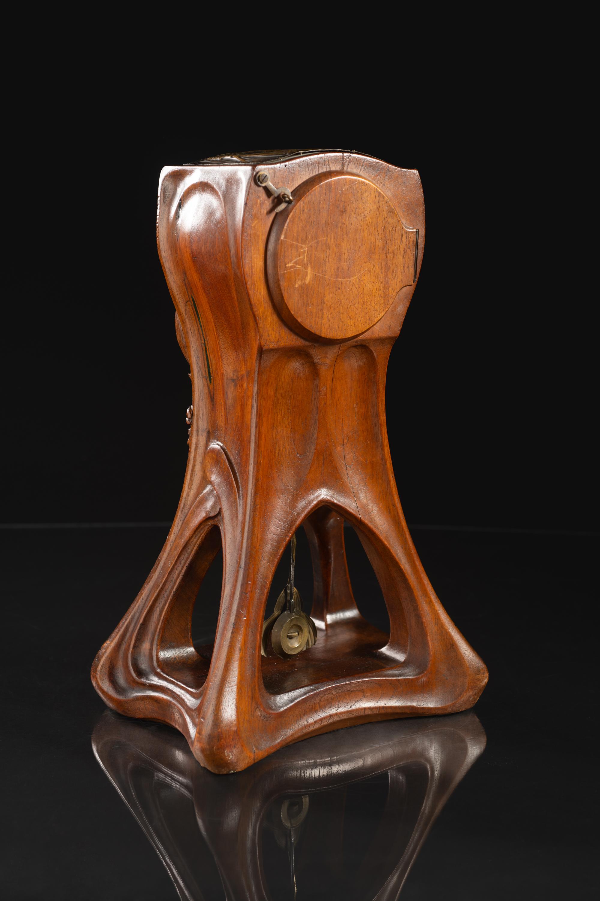 Art Nouveau Conifer Clock by Joself Kratina In Good Condition For Sale In Chicago, US