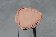 Art Nouveau console in metal with copper plate in the style of Bovy