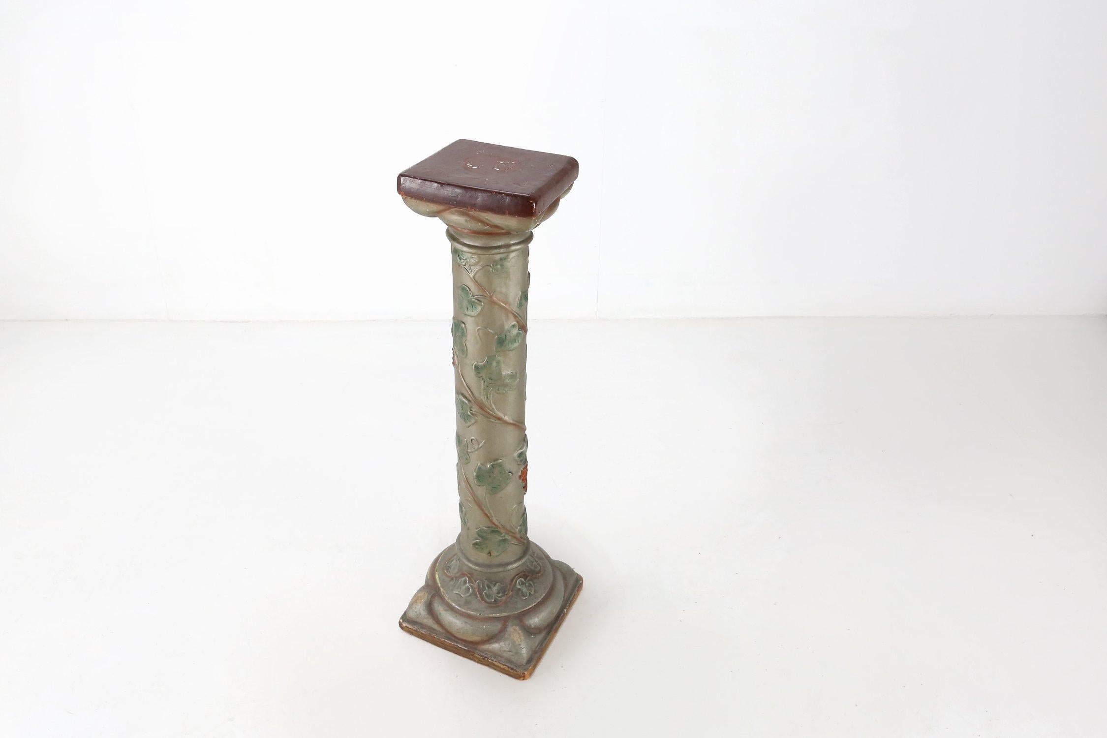 Art Nouveau console or pied de stall in glazed plaster, 1920s In Good Condition For Sale In Meulebeke, BE