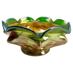 Antique Art Nouveau Cookie Bowl iridescent glass by Ernst Steinwald 1900s