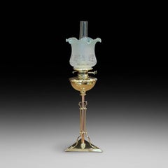 Art Nouveau Copper and Brass Oil Lamp