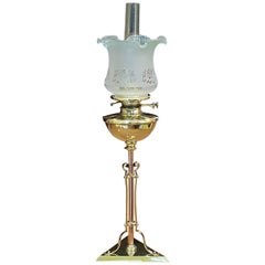 Art Nouveau Copper and Brass Oil Lamp