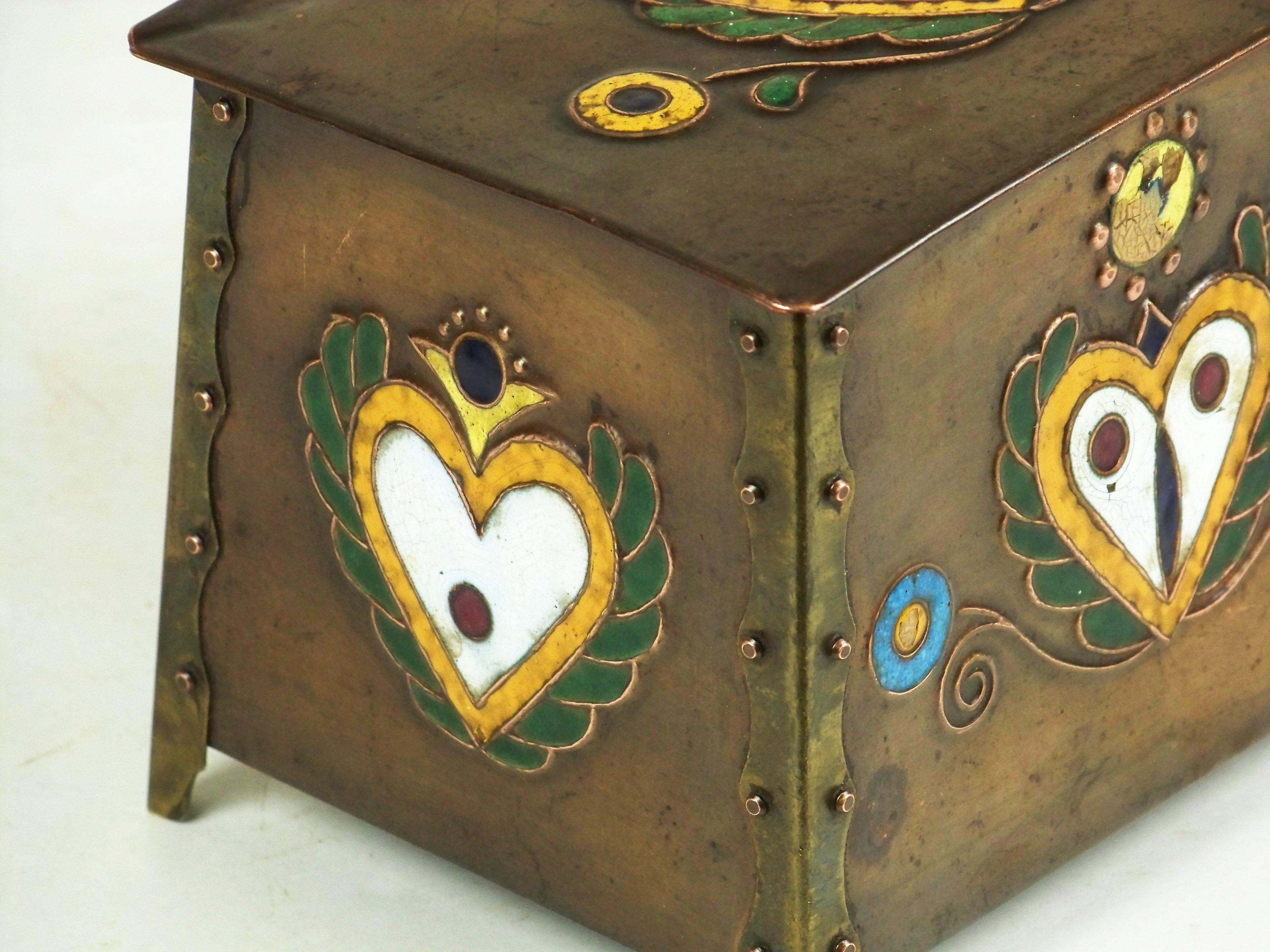 Belle Époque Art Nouveau Copper Box with Enamels