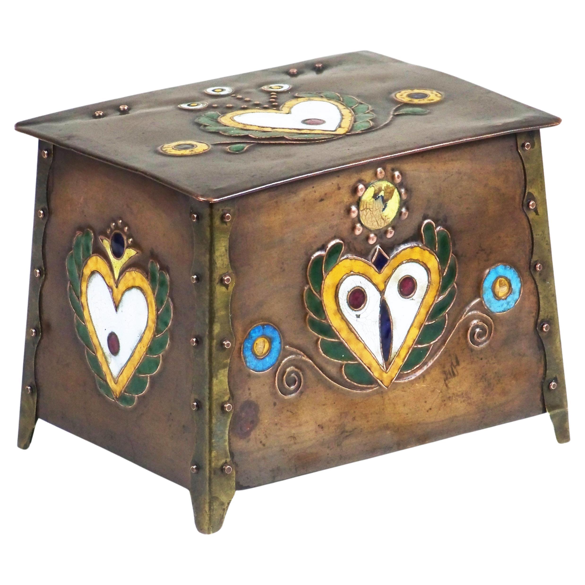 Art Nouveau Copper Box with Enamels