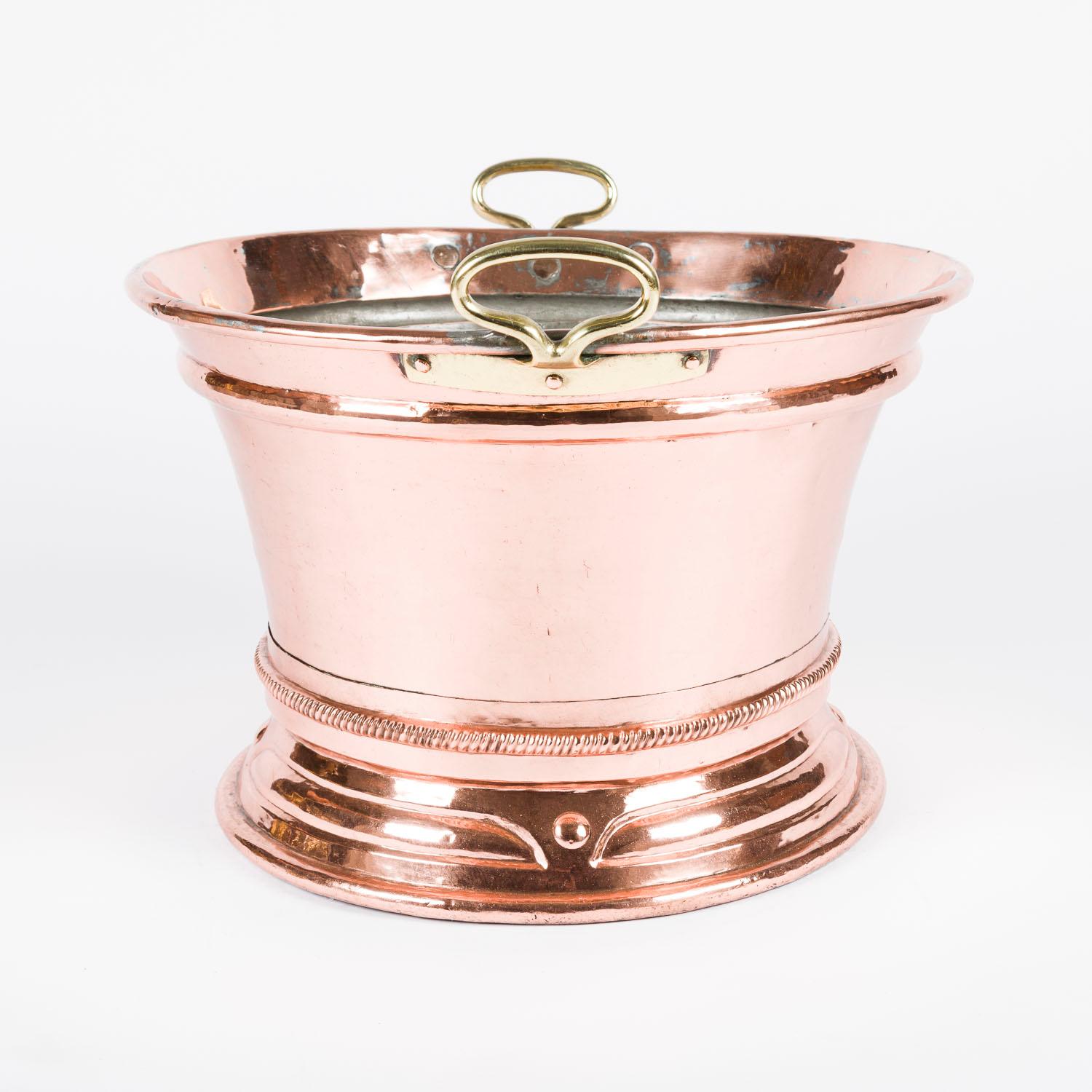 20th Century Art Nouveau copper & brass planter For Sale
