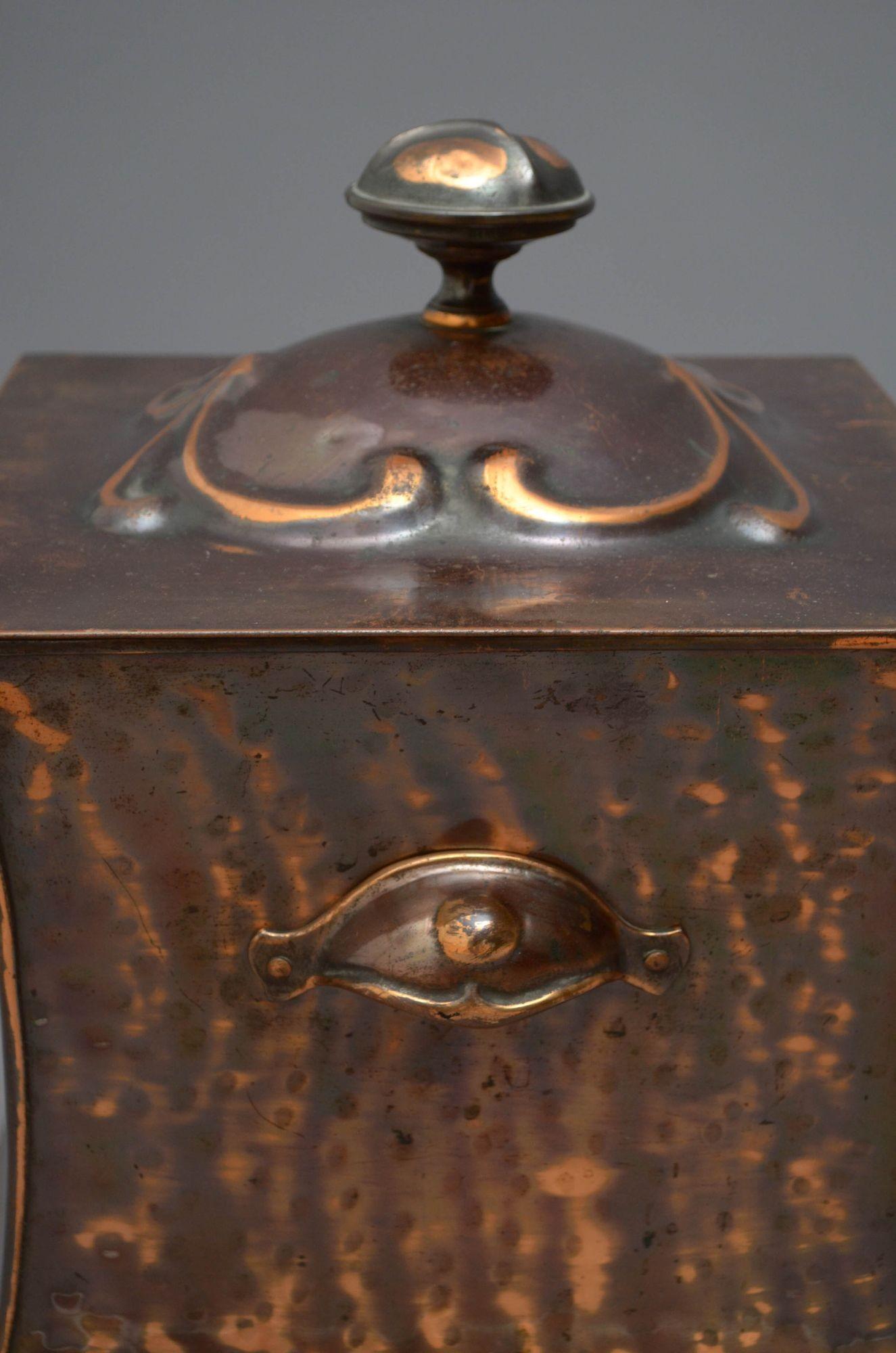 Art Nouveau Copper Coal Bin For Sale 2