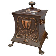 Antique Art Nouveau Copper Coal Bin
