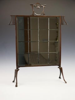 Art Nouveau Copper Firescreen with Bevelled Mirror, c. 1900