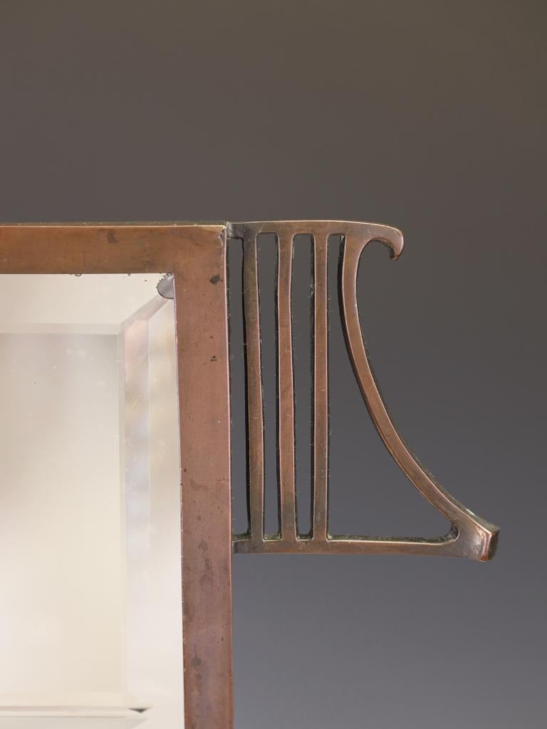 19th Century Art Nouveau Copper Firescreen with Bevelled Mirror Panel, c. 1900 For Sale