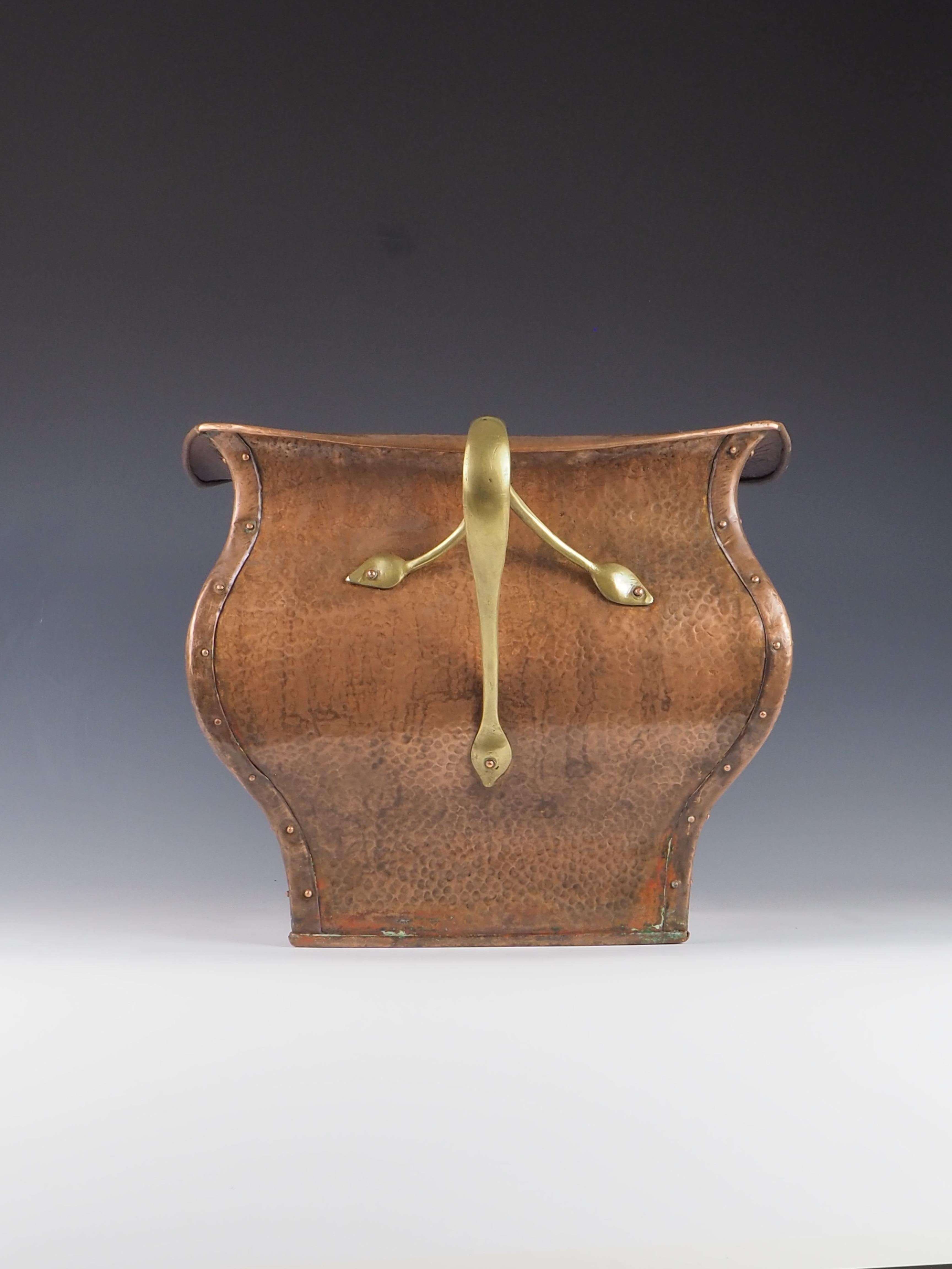 20th Century Art Nouveau Copper Planter / Jardinere / Fireside Bucket For Sale